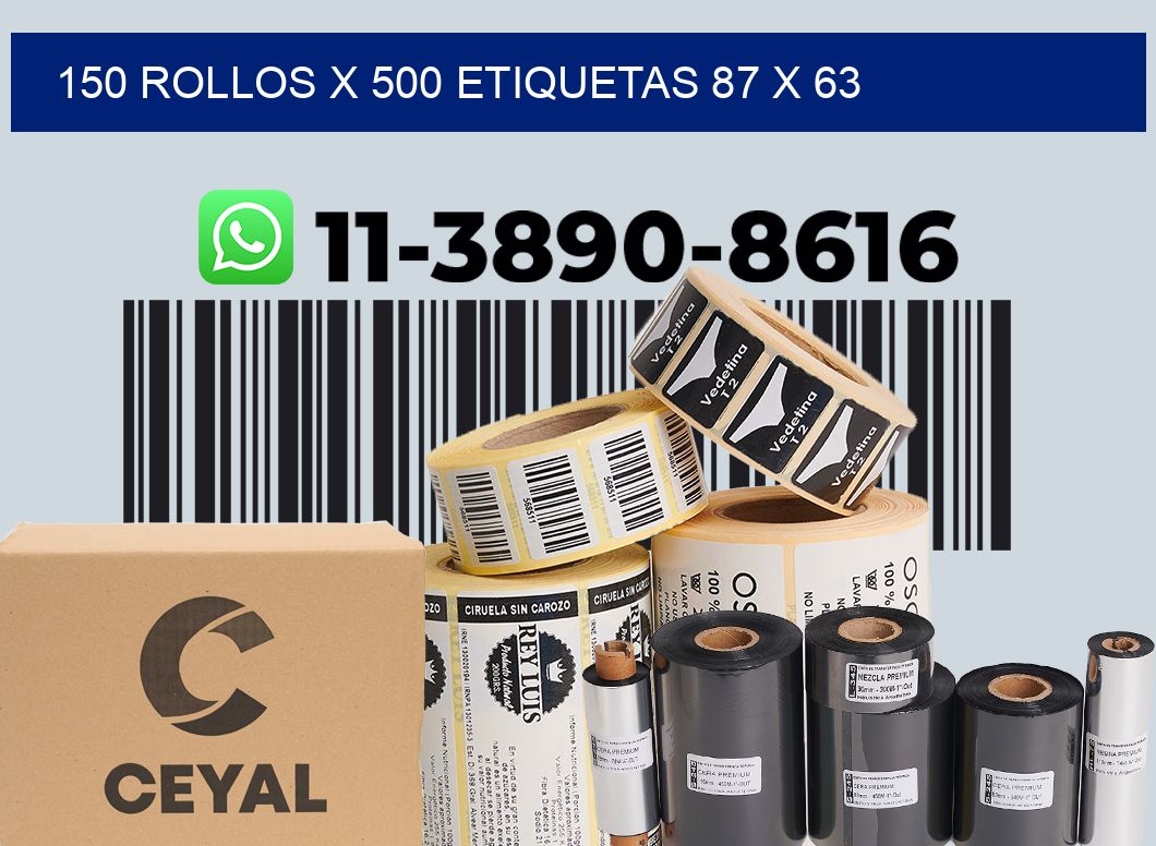 150 rollos x 500 etiquetas 87 x 63