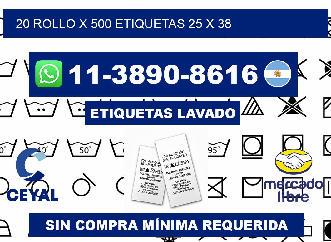 20 rollo x 500 etiquetas 25 x 38