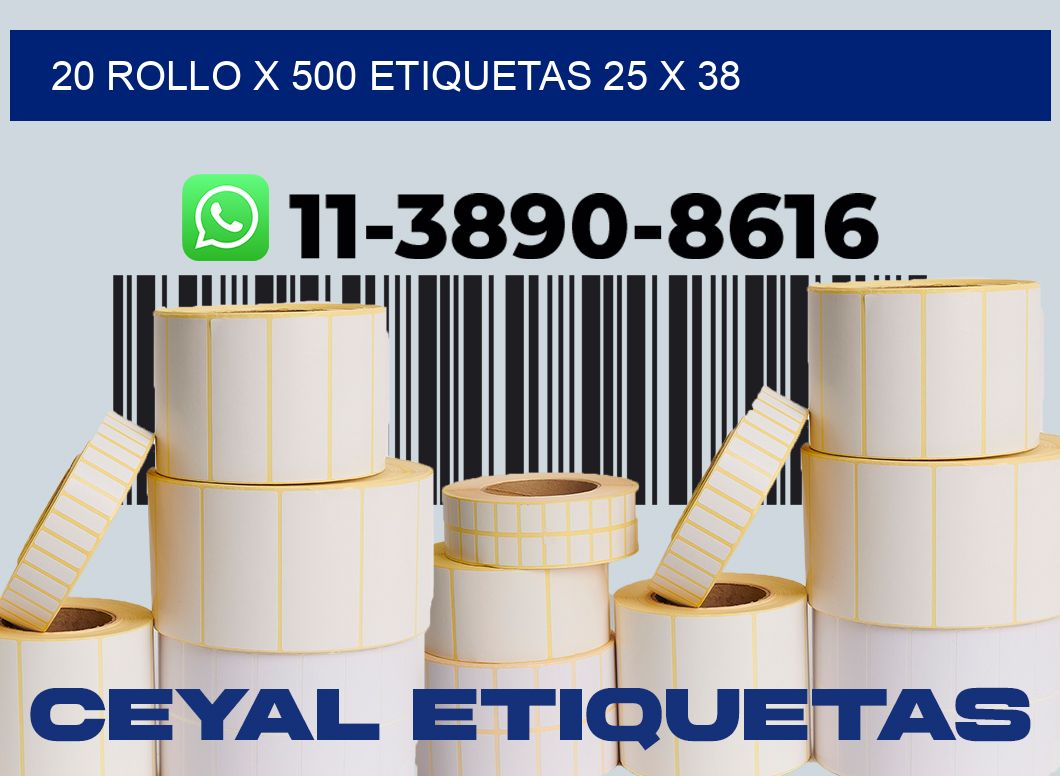 20 rollo x 500 etiquetas 25 x 38