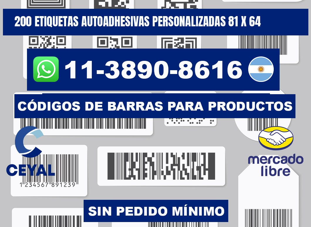 200 Etiquetas autoadhesivas personalizadas 81 x 64