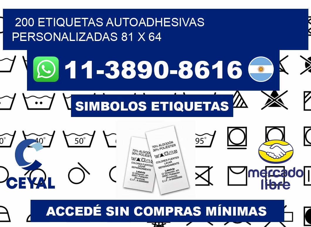 200 Etiquetas autoadhesivas personalizadas 81 x 64