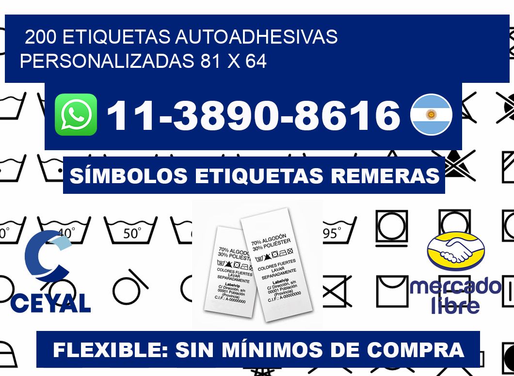 200 Etiquetas autoadhesivas personalizadas 81 x 64