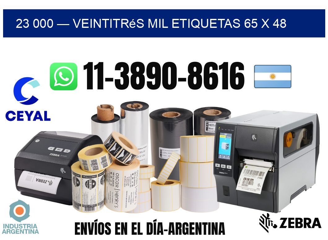 23 000 — veintitrés mil etiquetas 65 x 48
