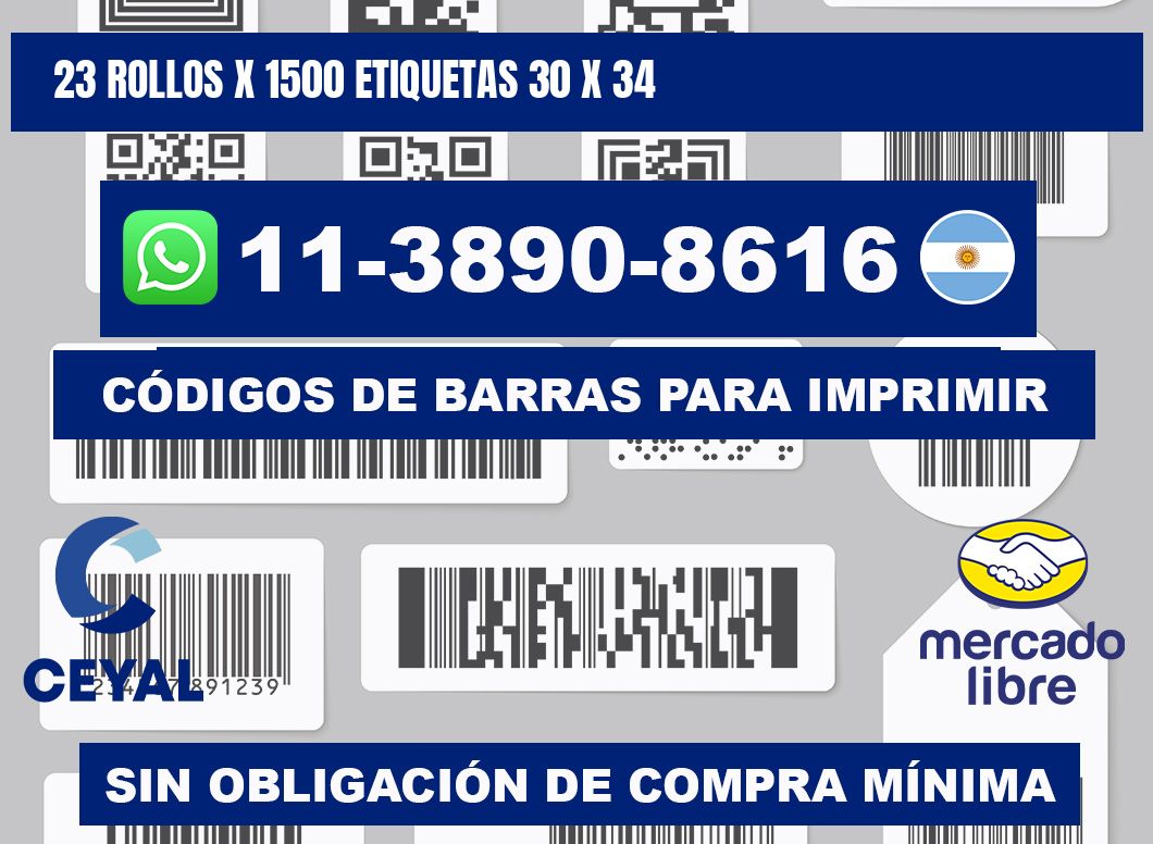 23 rollos x 1500 etiquetas 30 x 34