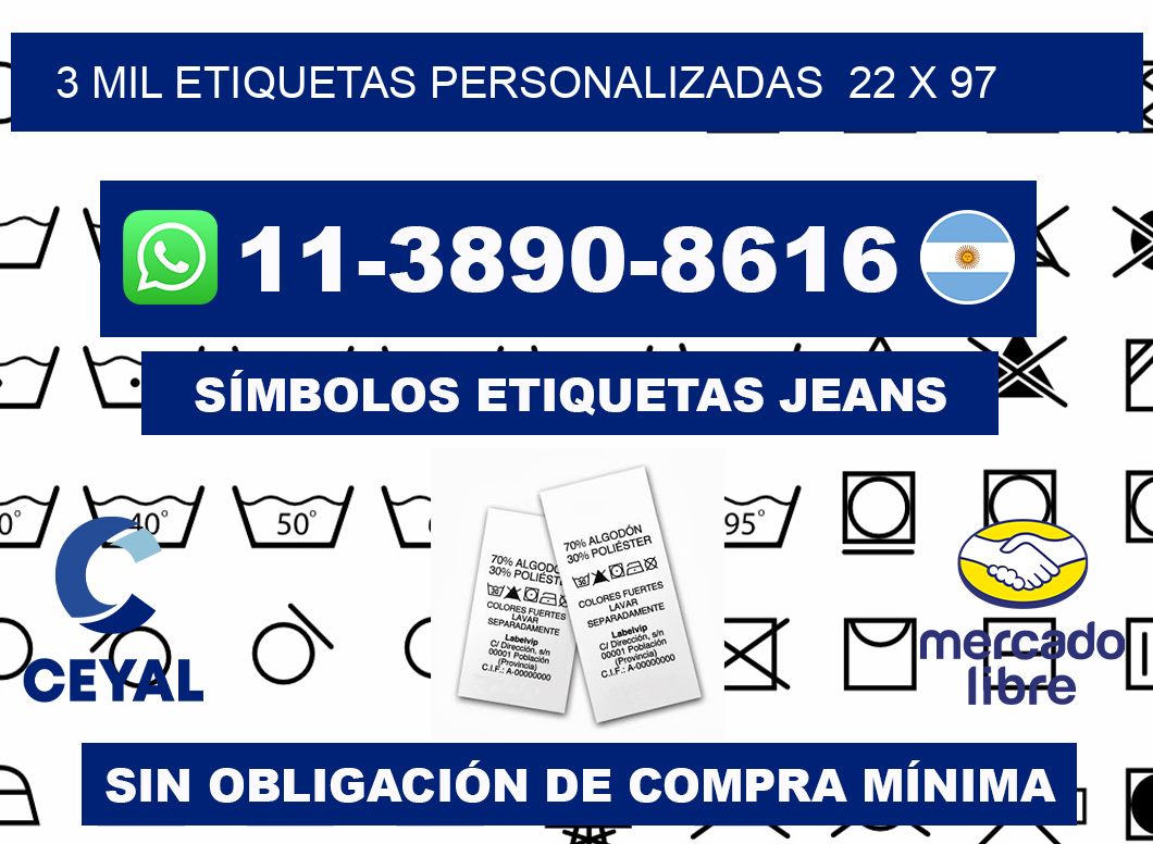 3 mil etiquetas personalizadas  22 x 97