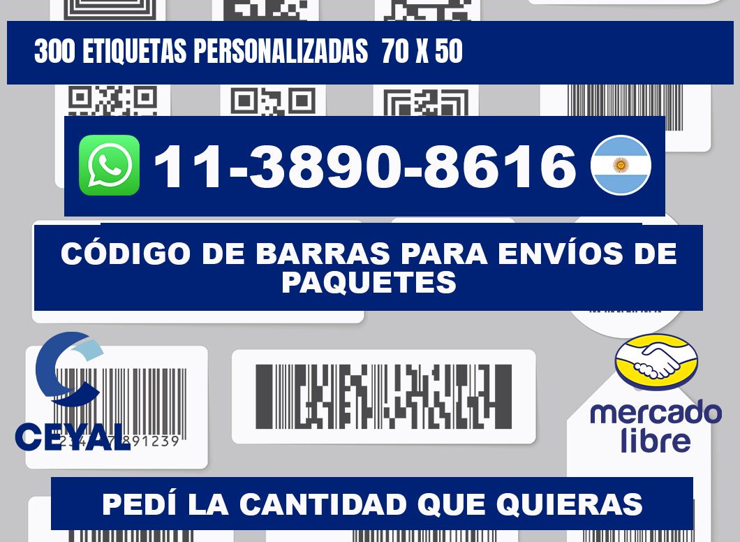 300 etiquetas personalizadas  70 x 50