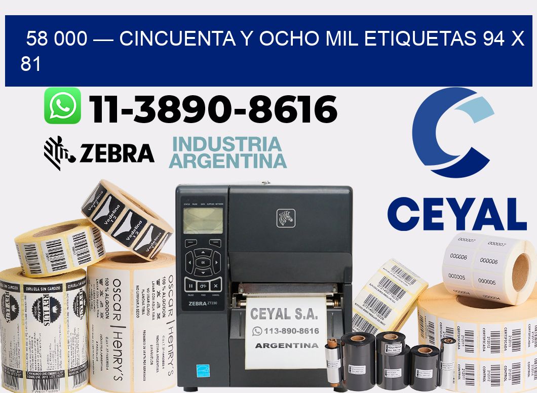 58 000 — cincuenta y ocho mil etiquetas 94 x 81