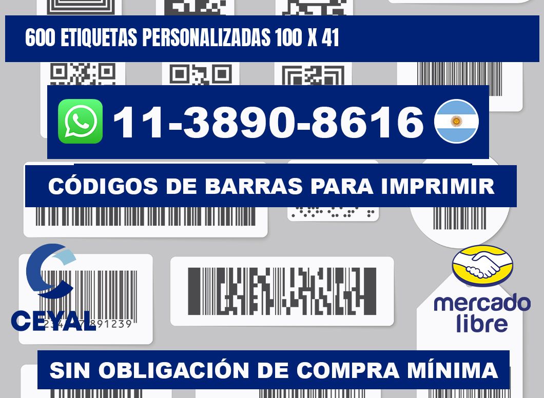 600 ETIQUETAS PERSONALIZADAS 100 x 41