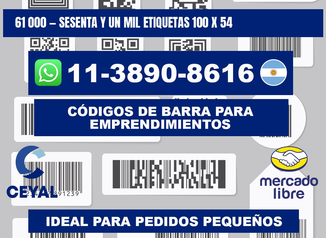 61 000 — sesenta y un mil etiquetas 100 x 54