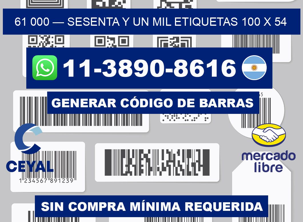 61 000 — sesenta y un mil etiquetas 100 x 54