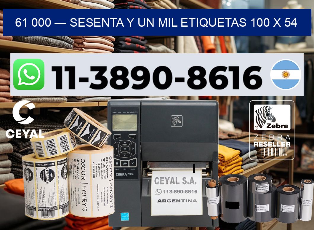 61 000 — sesenta y un mil etiquetas 100 x 54