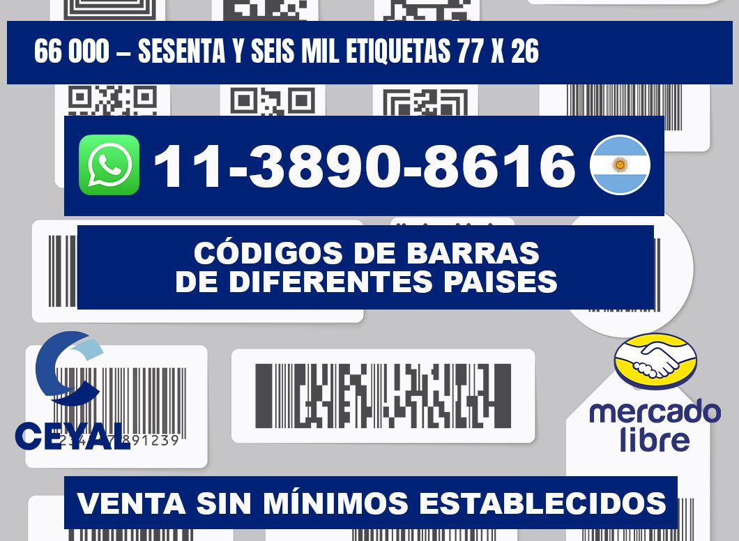 66 000 — sesenta y seis mil etiquetas 77 x 26