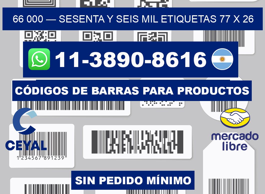 66 000 — sesenta y seis mil etiquetas 77 x 26