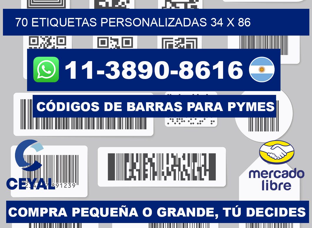 70 ETIQUETAS PERSONALIZADAS 34 x 86