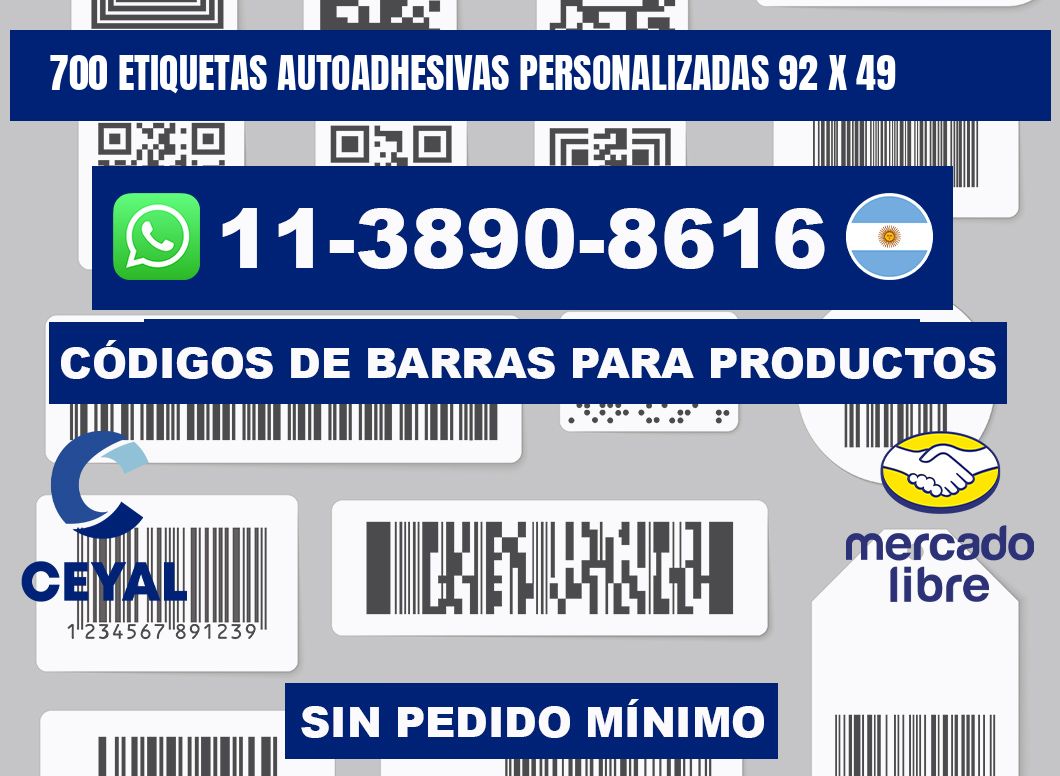 700 Etiquetas autoadhesivas personalizadas 92 x 49
