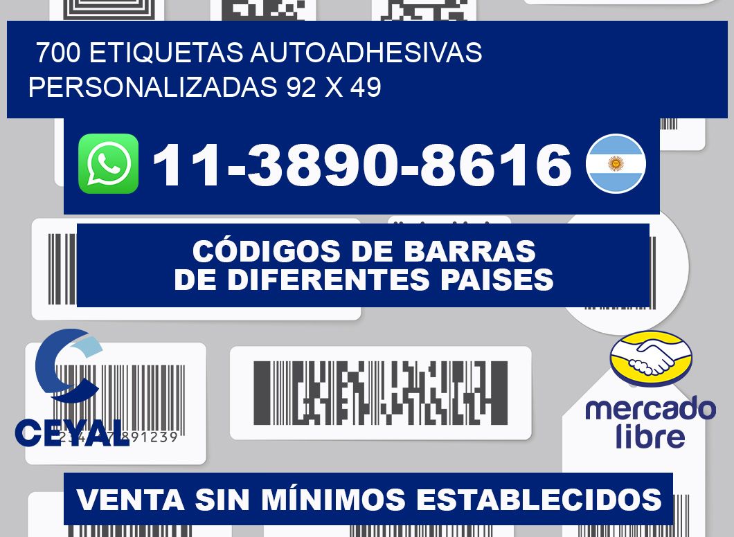 700 Etiquetas autoadhesivas personalizadas 92 x 49