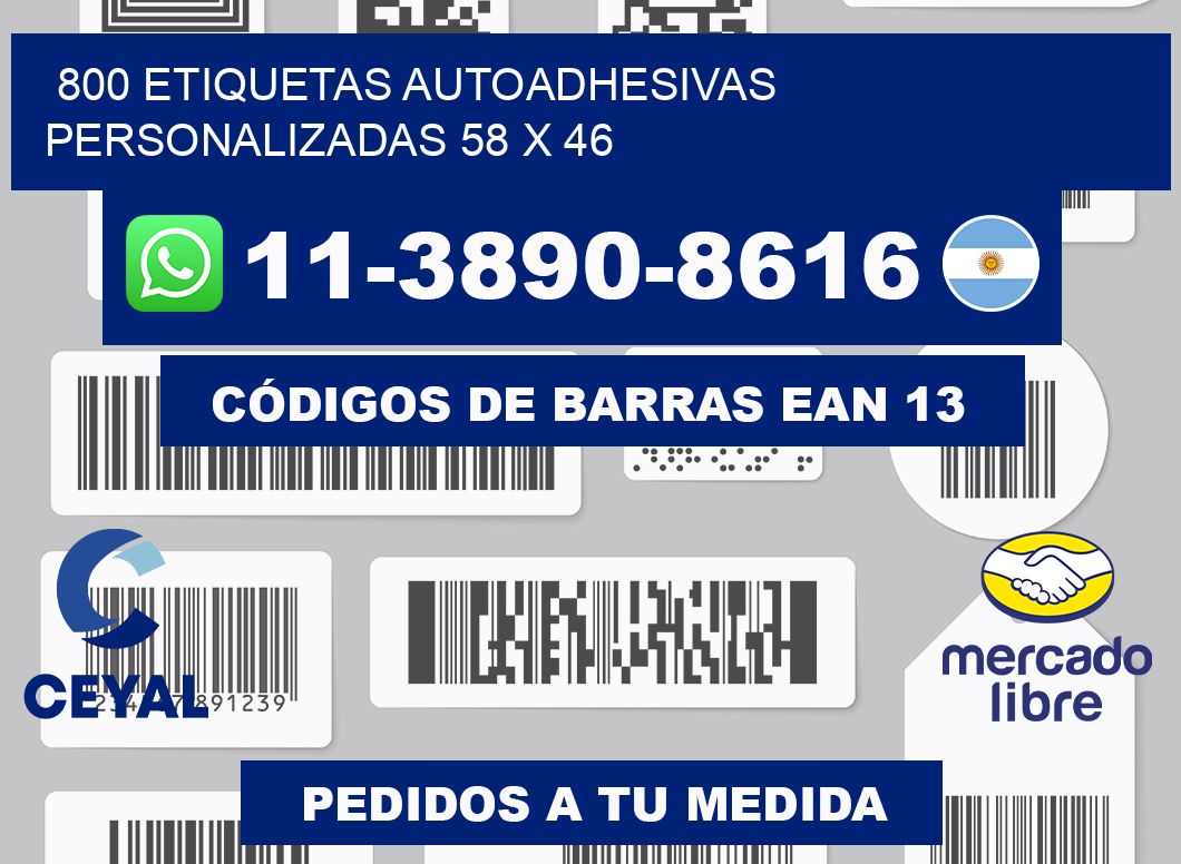 800 Etiquetas autoadhesivas personalizadas 58 x 46