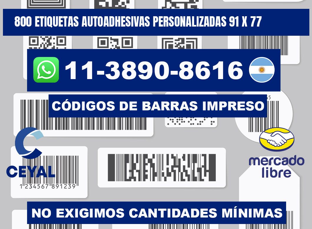 800 Etiquetas autoadhesivas personalizadas 91 x 77