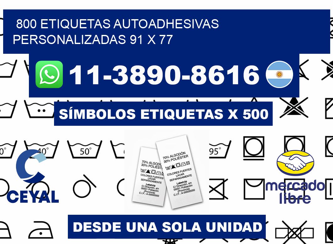 800 Etiquetas autoadhesivas personalizadas 91 x 77