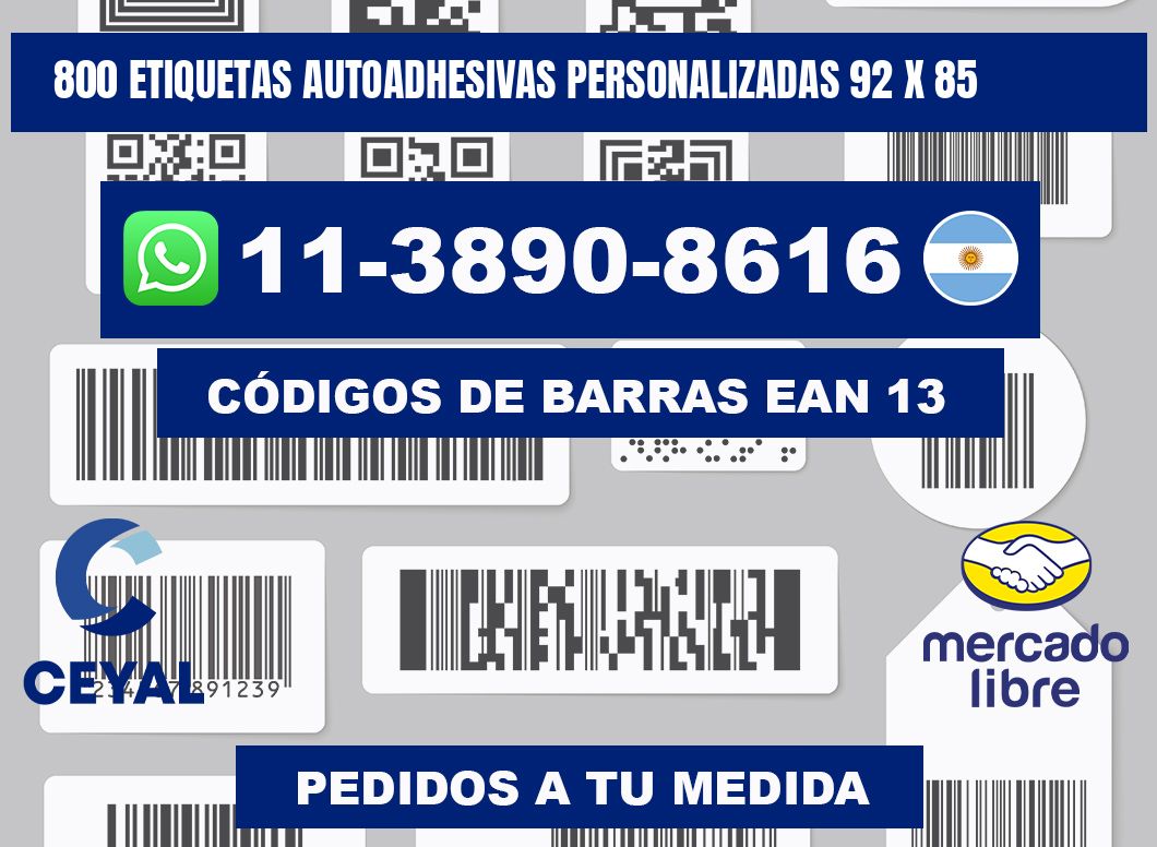 800 Etiquetas autoadhesivas personalizadas 92 x 85