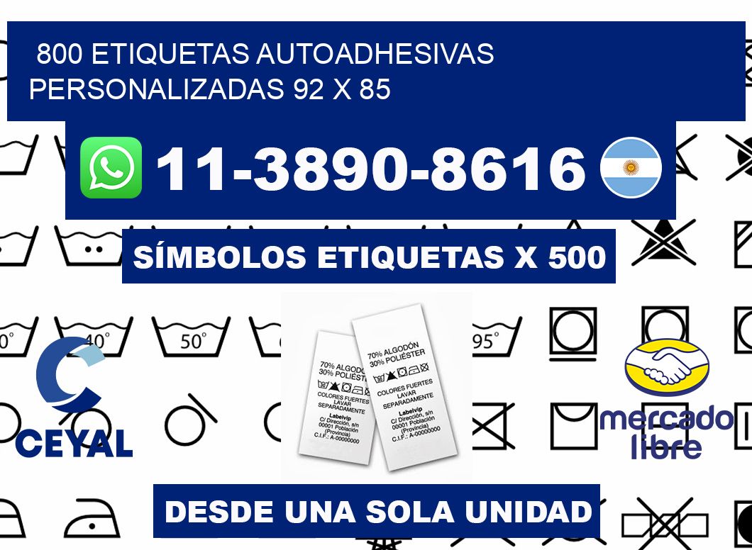 800 Etiquetas autoadhesivas personalizadas 92 x 85