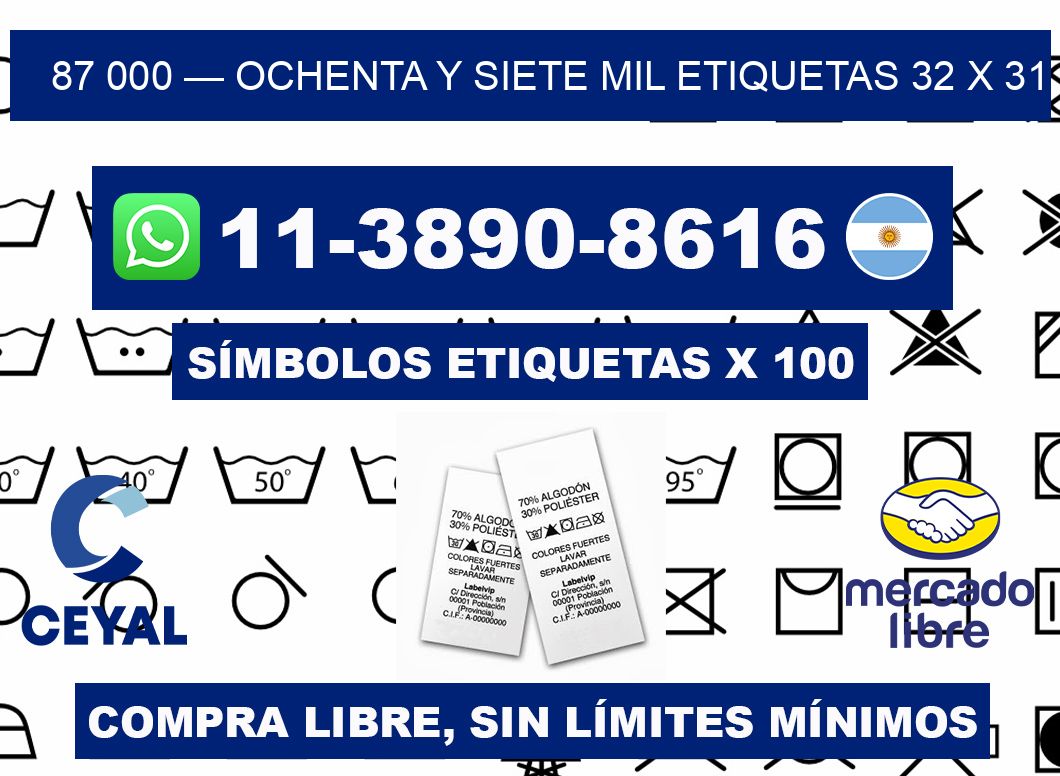87 000 — ochenta y siete mil etiquetas 32 x 31