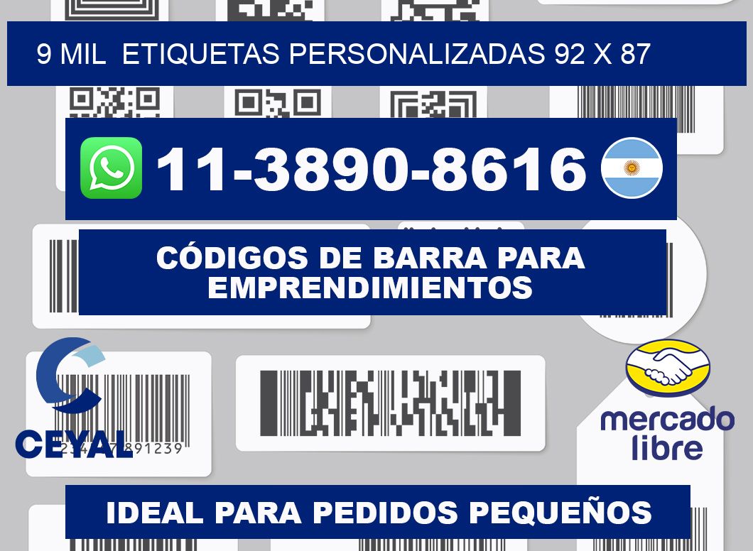 9 mil  etiquetas personalizadas 92 x 87