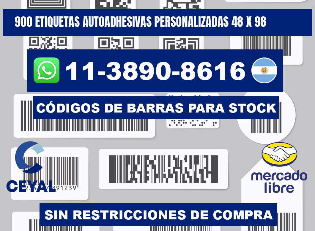900 Etiquetas autoadhesivas personalizadas 48 x 98