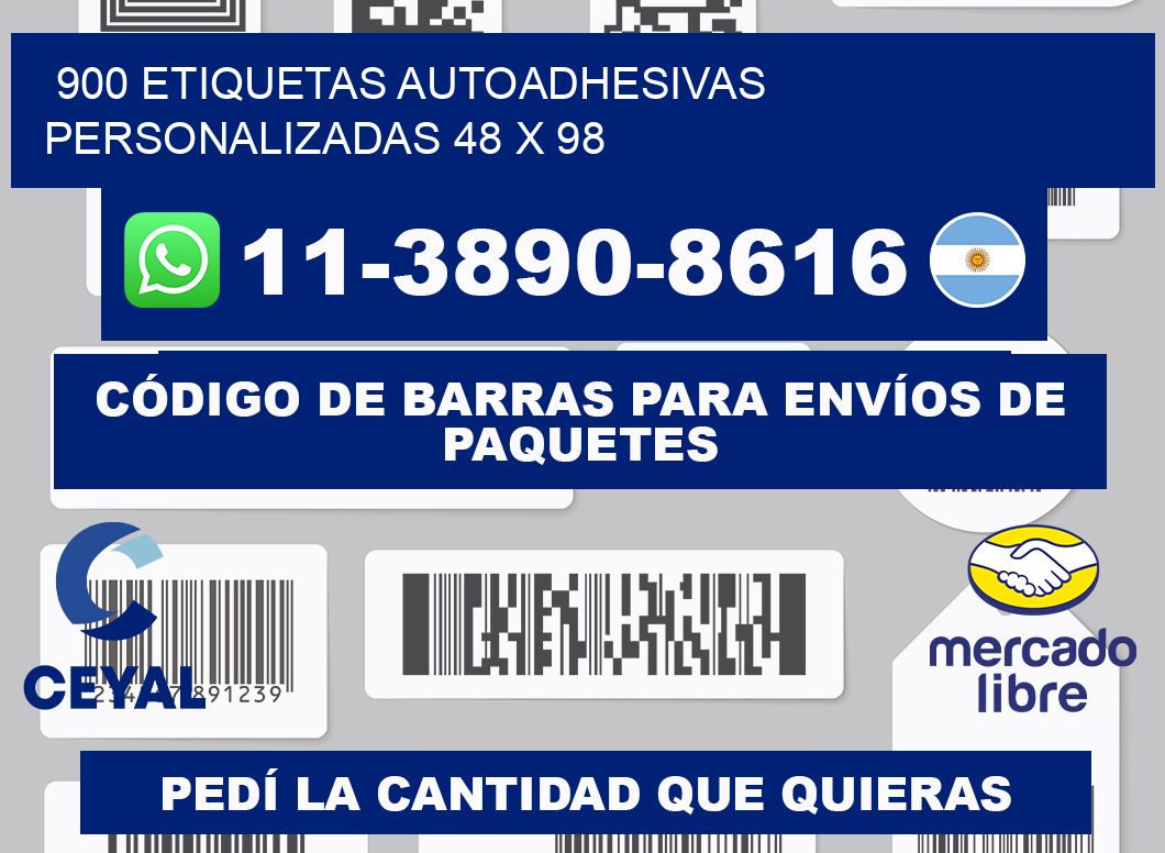900 Etiquetas autoadhesivas personalizadas 48 x 98