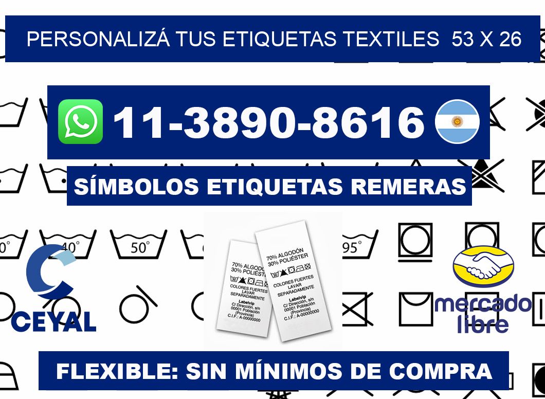 PERSONALIZÁ TUS ETIQUETAS TEXTILES  53 x 26