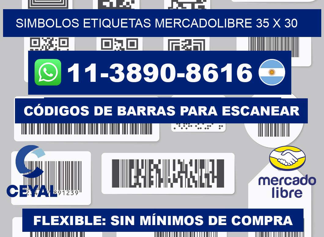 SIMBOLOS ETIQUETAS MERCADOLIBRE 35 x 30