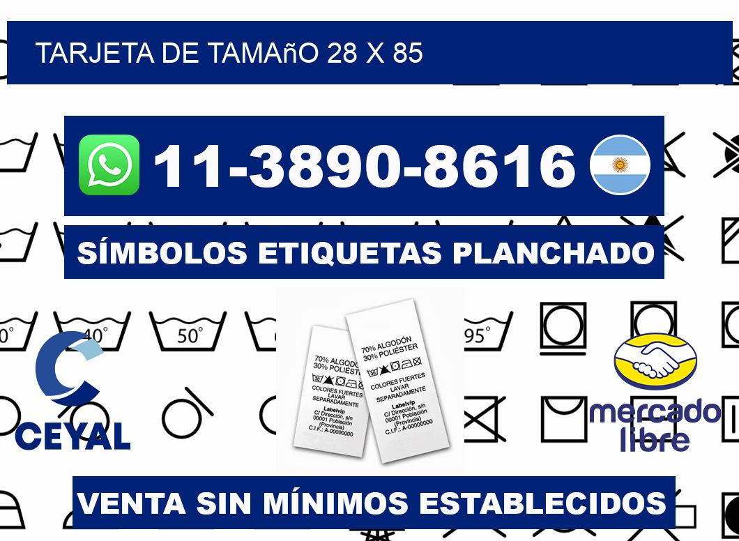 Tarjeta de tamaño 28 x 85