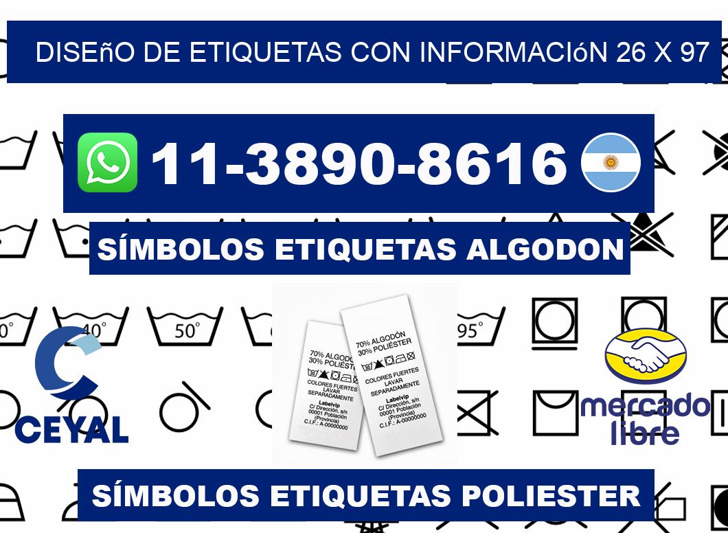diseño de etiquetas con información 26 x 97