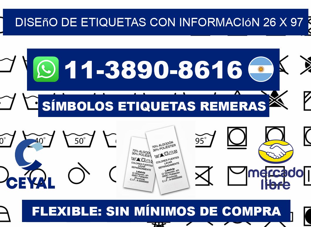 diseño de etiquetas con información 26 x 97