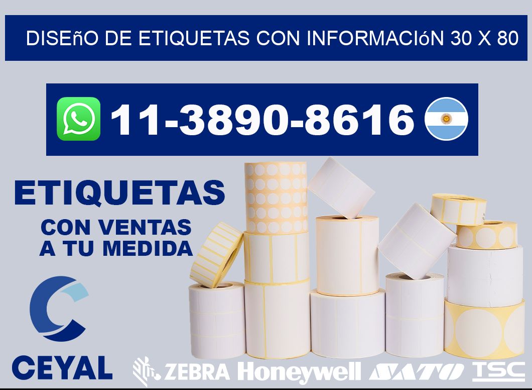 diseño de etiquetas con información 30 x 80