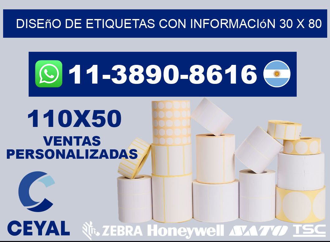diseño de etiquetas con información 30 x 80
