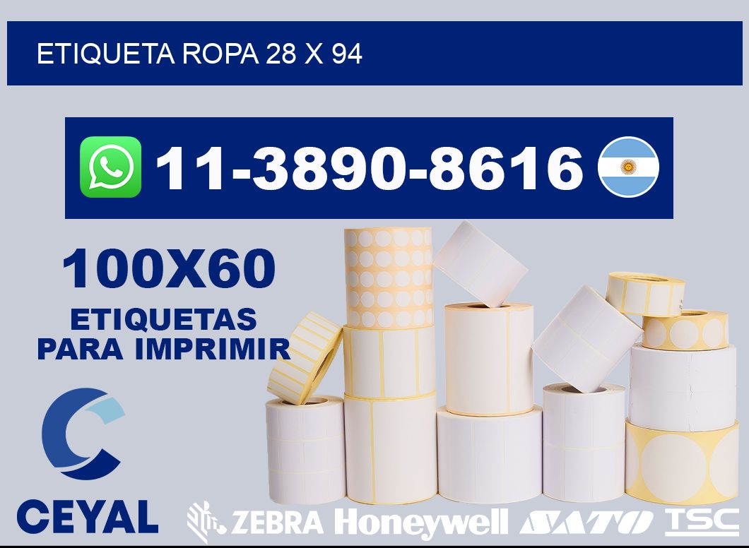 etiqueta ropa 28 x 94