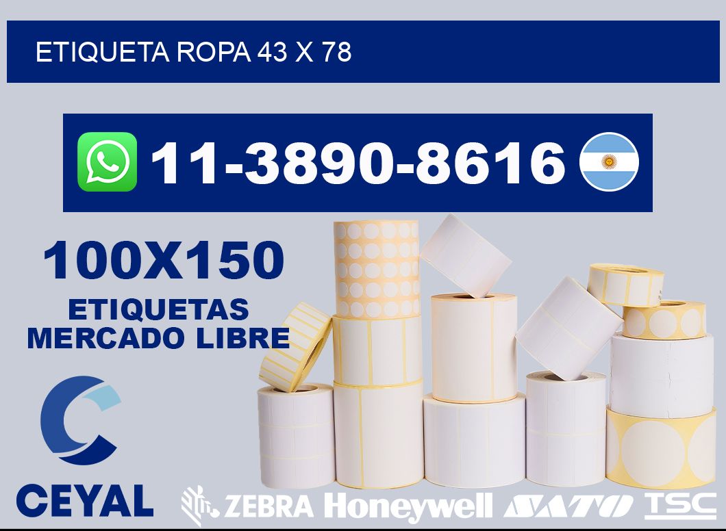 etiqueta ropa 43 x 78