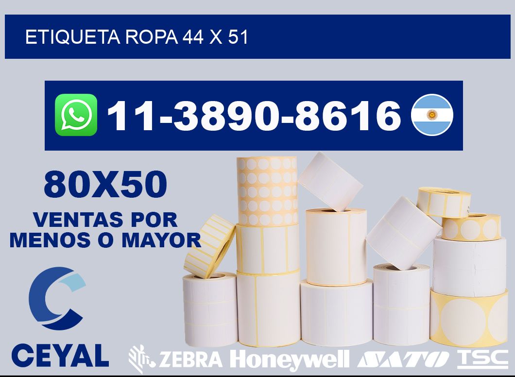 etiqueta ropa 44 x 51