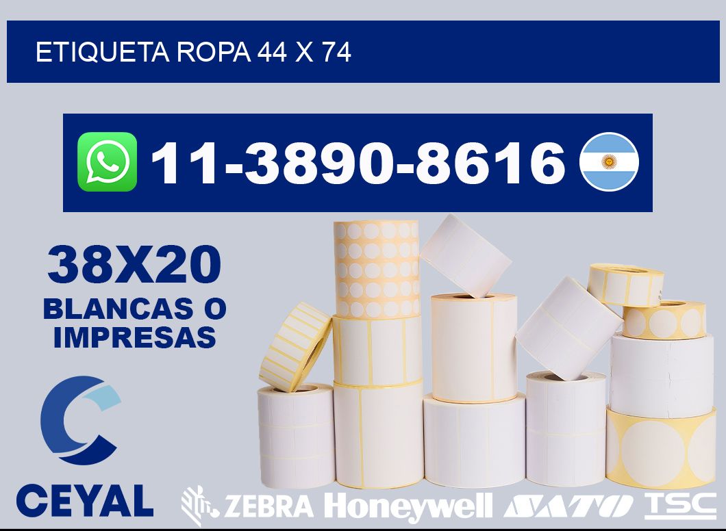 etiqueta ropa 44 x 74