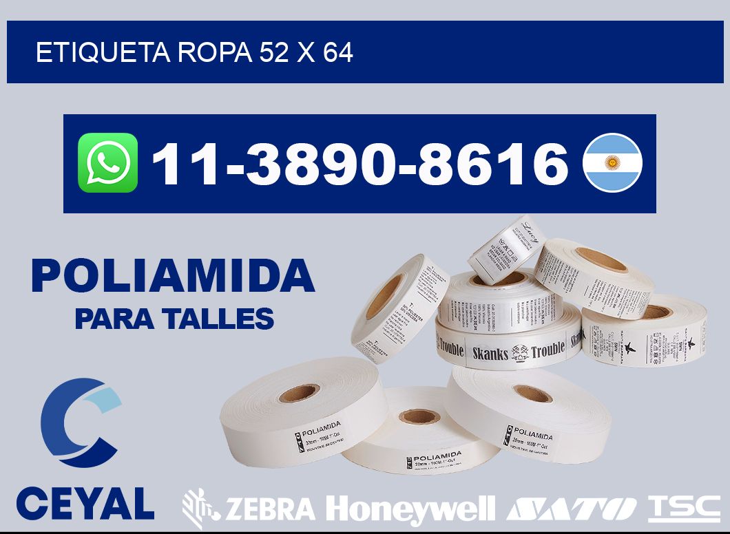 etiqueta ropa 52 x 64