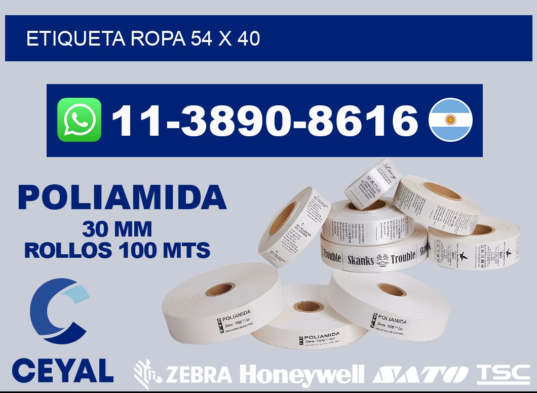 etiqueta ropa 54 x 40