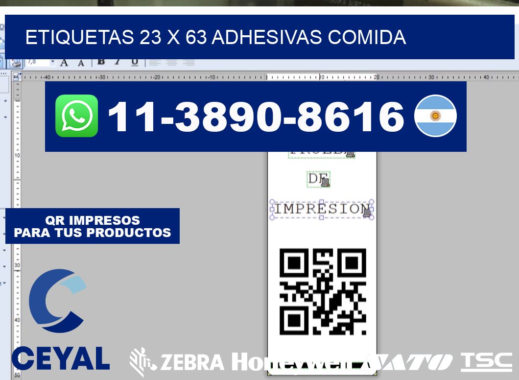 etiquetas 23 x 63 adhesivas comida