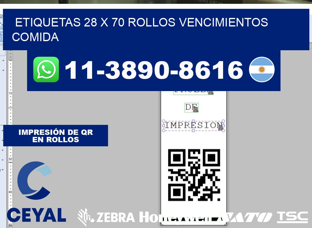 etiquetas 28 x 70 rollos vencimientos comida