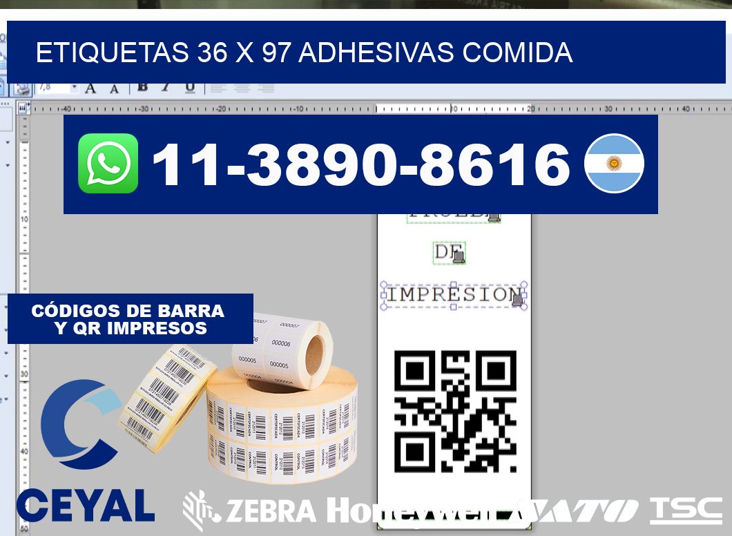 etiquetas 36 x 97 adhesivas comida