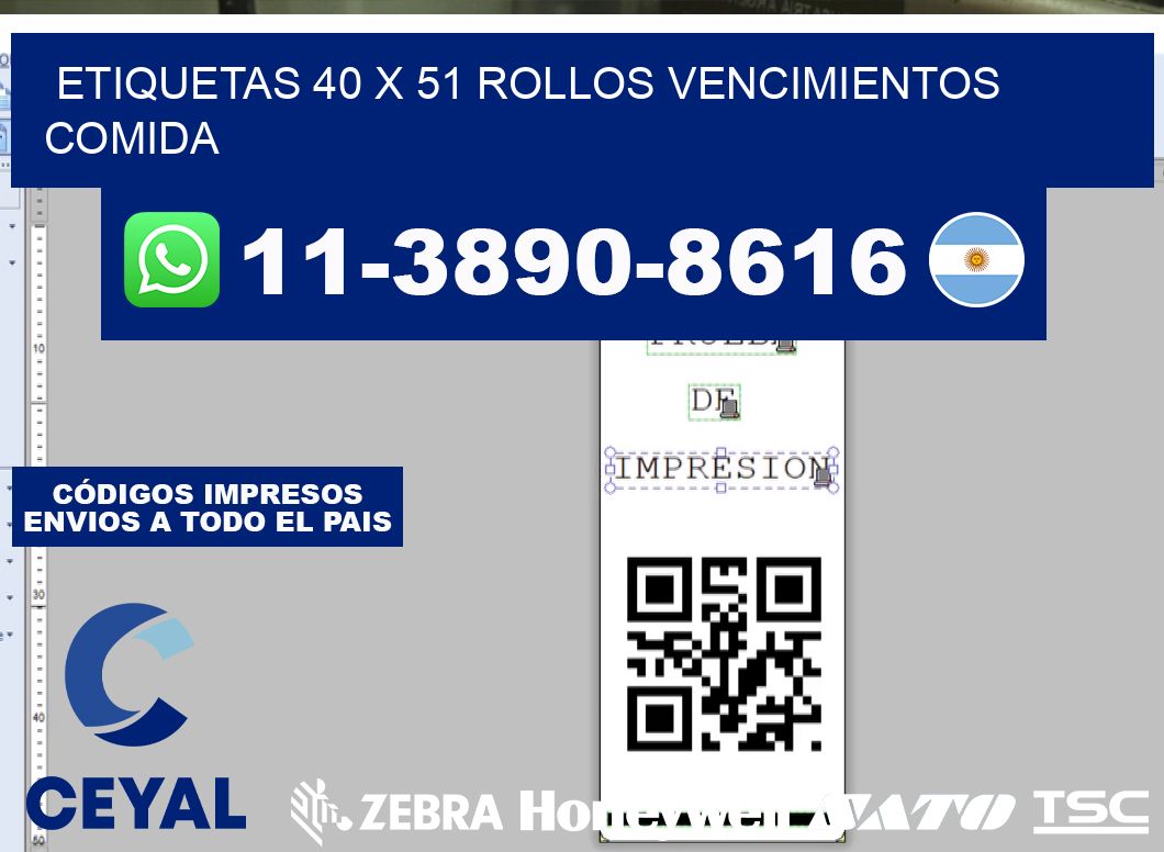 etiquetas 40 x 51 rollos vencimientos comida