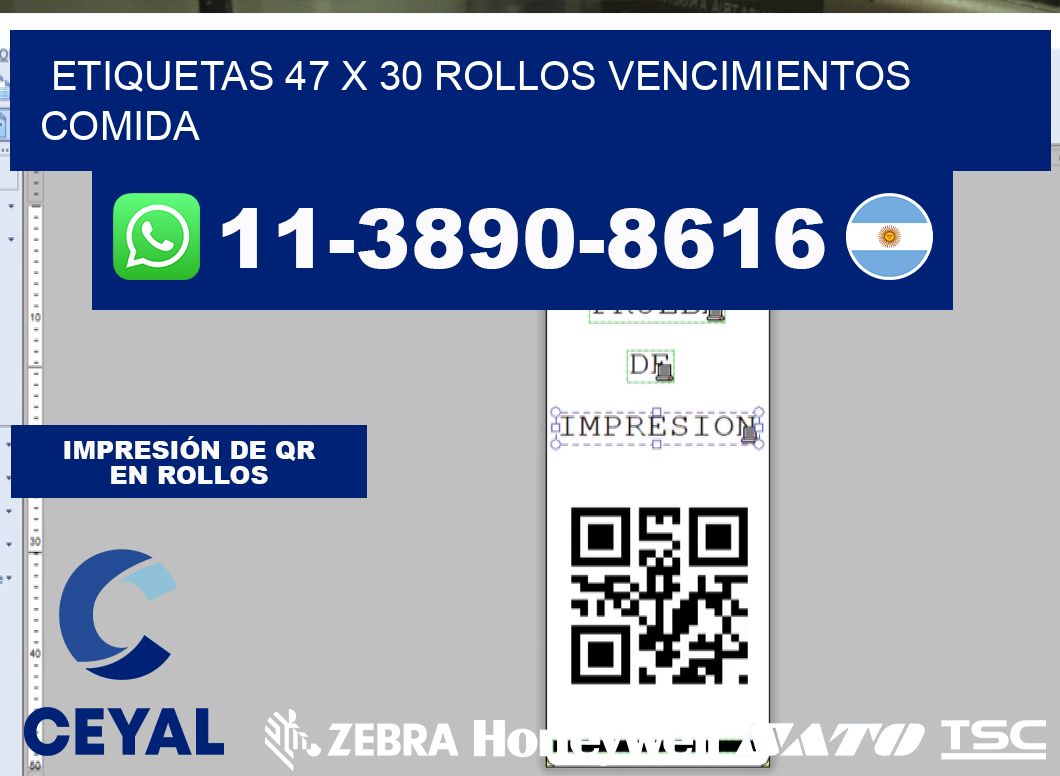 etiquetas 47 x 30 rollos vencimientos comida