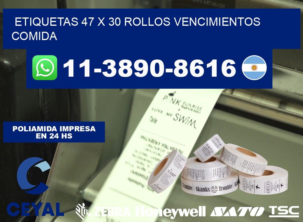 etiquetas 47 x 30 rollos vencimientos comida