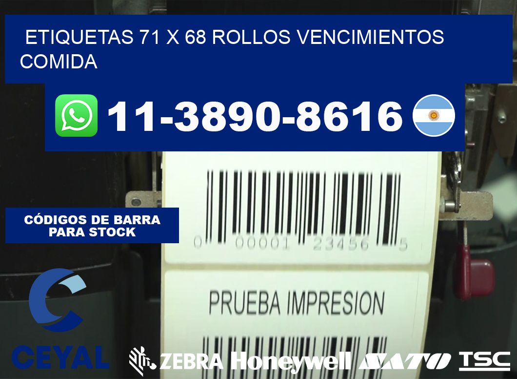 etiquetas 71 x 68 rollos vencimientos comida
