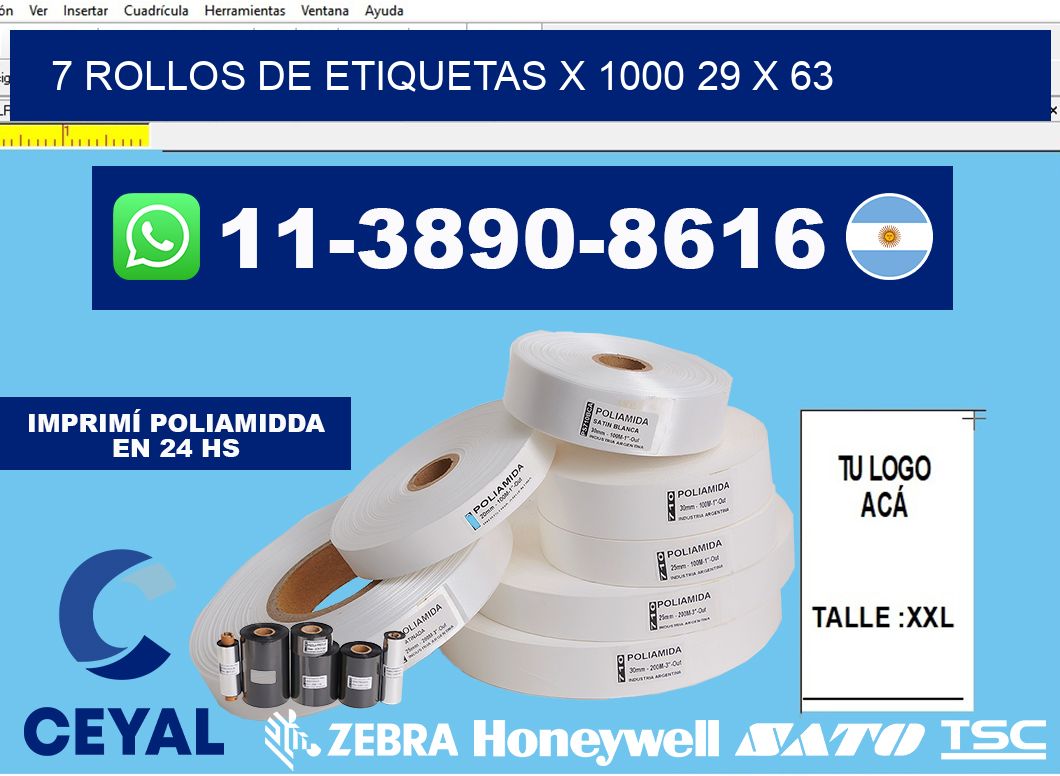 7 rollos de etiquetas x 1000 29 x 63